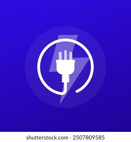 electric plug icon, electricity vector, transparent design