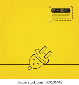 Electric plug icon. European socket sign. Speech bubble of dotted line. Orange background. Vector