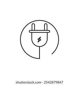 Icono de enchufe eléctrico. Iconos llenos y de trazo de línea