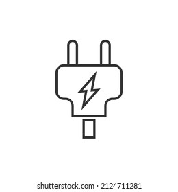 Electric plug icon in flat style. Power adapter vector illustration on white isolated background. Electrician sign business concept.