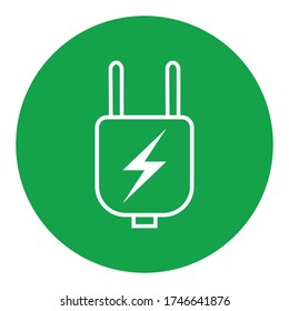 Electric plug icon. Green energy logo. Electric car vehicle EV concept. Flat design vector illustration.