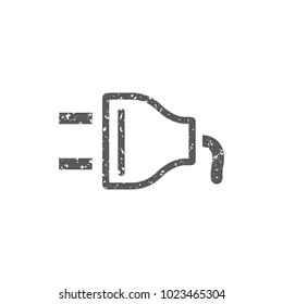 Electric plug icon in grunge texture. Vintage style vector illustration.
