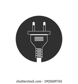 Elektrisches Plug-Icon. Illustration in flachem Design mit langem Schatten. Modernes Energiesymbol. Runde bunter Knöpfe.