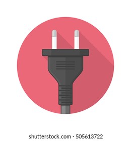Electric plug icon. Illustration in flat design with long shadow. Modern power energy symbol. Round colourful buttons.