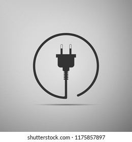 Electric plug icon isolated on grey background. Concept of connection and disconnection of the electricity. Flat design. Vector Illustration