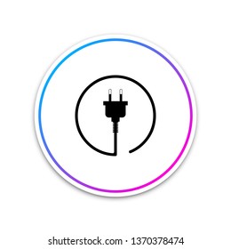 Electric plug icon isolated on white background. Concept of connection and disconnection of the electricity. Circle white button. Vector Illustration