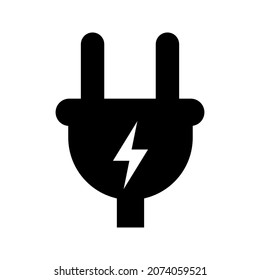 Icono de enchufe eléctrico aislado en fondo blanco. Silueta de imagen vectorial.