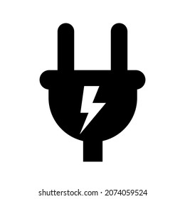 Icono de enchufe eléctrico aislado en fondo blanco. Silueta de imagen vectorial.