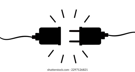 Elektrisches Plug-Icon-Design. Draht, Kabel der Energieabschaltung. Vektorgrafik.