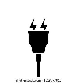 Electric Plug icon with lightning symbol, sign