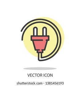Electric plug icon, line sign on white background - editable stroke vector illustration eps10