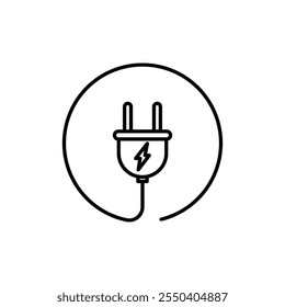 Electric plug icon linear logo isolated