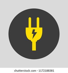 Electric plug icon on gray background. Vector Illustration