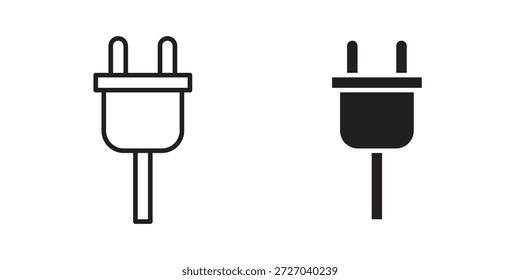 Elektrischer Stecker auf weißem Hintergrund. Stock-Vektorsymbol