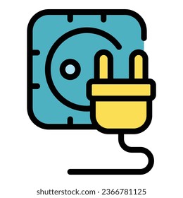 Electric plug icon outline vector. Tile floor construction. Ceramic house color flat