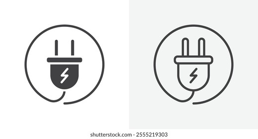 Electric plug icon. outlined vector style.