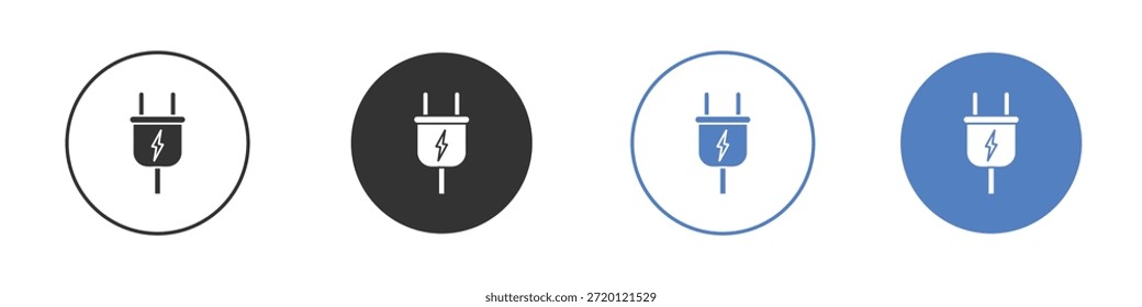 Conjunto de pictograma de icono de enchufe eléctrico. Diseños de iconos de Vector