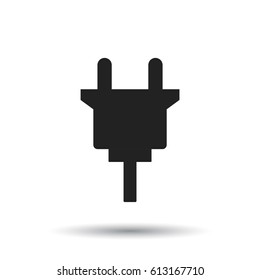 Electric plug icon. Power plug flat vector illustration on white background.