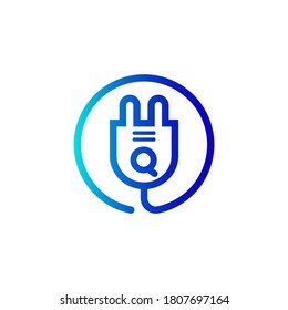 electric plug icon q letter logo with gradient