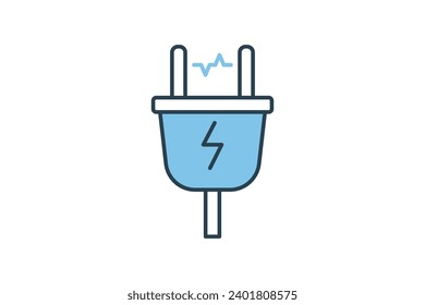 electric plug icon. icon related with energy and technological development . flat line icon style. Simple vector design editable