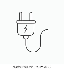 Electric plug icon set in blackthin line style.