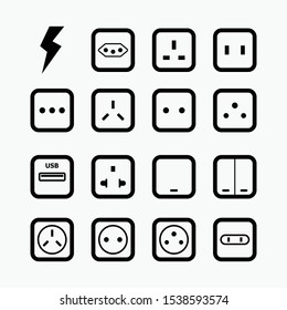 Electric Plug icon set vector