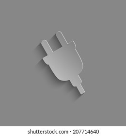 electric plug icon with shadow on a grey background