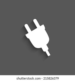 electric plug icon with shadow on a grey background