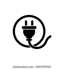 Icono de enchufe eléctrico Símbolo de energía simple en blanco y negro