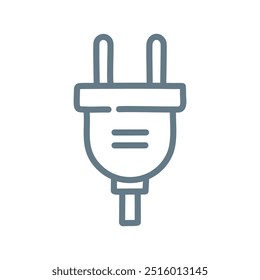 Electric plug icon. Simple line art illustration of an electric plug, perfect for use in technology and electrical designs.