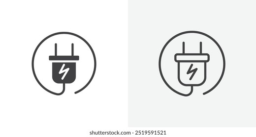 Electric plug icon. solid filled and stroke thin line style eps 10