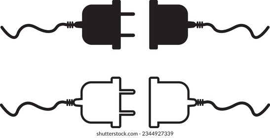 Símbolo de icono de enchufe eléctrico. Conexión, enchufe con un enchufe, iconos
enchufe, ilustración, conector, cable, cable, tecnología, electricidad, equipo,