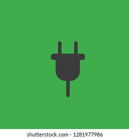electric plug icon, electric plug symbol. Flat vector sign isolated on green background. Simple vector illustration for graphic and web design.