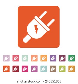 The electric plug icon. Electric plug symbol. Flat Vector illustration. Button Set