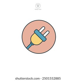 Ilustración vectorial eléctrica del símbolo del icono del enchufe aislada en el fondo blanco