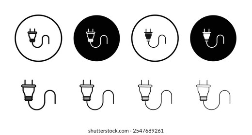 Electric plug icon Thin line flat illustration