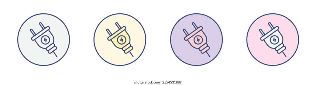 Electric plug icon Thin line flat illustration