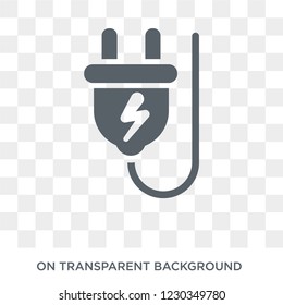 electric plug icon. Trendy flat vector electric plug icon on transparent background from general  collection. 