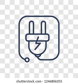 electric plug icon. Trendy linear electric plug logo concept on transparent background from General  collection