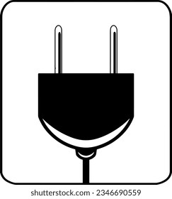 Icono de enchufe eléctrico, icono negro verdadero