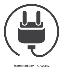 Electric plug icon vector, filled flat sign, solid pictogram isolated on white. Symbol, logo illustration. Pixel perfect graphics