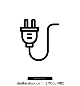 Plantilla de logotipo de ilustración de vector de icono de enchufe eléctrico