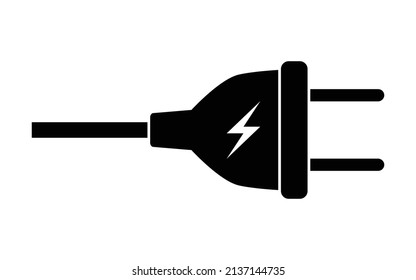 Electric plug icon. Vector illustration of simple power plug isolated on white background. Element in flat design. Connect, disconnect concept.