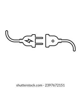 Electric plug icon. Vector illustration. black and white colors