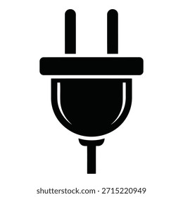 Ilustración vectorial de iconos de enchufe eléctrico, símbolo de enchufe de energía, señal de conexión de energía eléctrica, pictograma de equipos de carga y eléctricos, diseño mínimo en blanco y negro