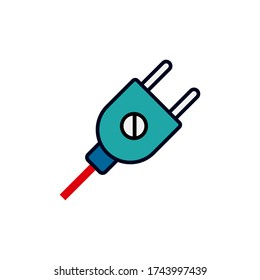 Vector de icono de enchufe eléctrico en fondo blanco