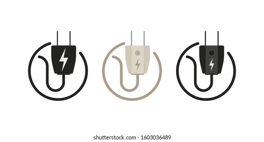 Electric plug icon in vector shape on a white background