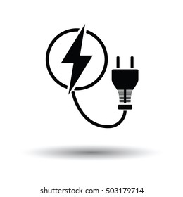 Electric plug icon. White background with shadow design. Vector illustration.