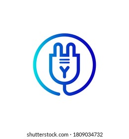 electric plug icon y letter logo with gradient
