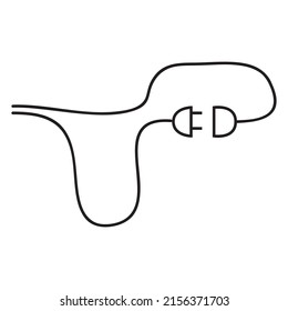 Icono de enchufe eléctrico.Potencia renovable.Aislada en fondo blanco.Ilustración vector de contorno.